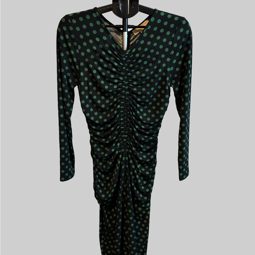 Michael Kors Black and Green Polka Dot Dress - Picture 4 of 7